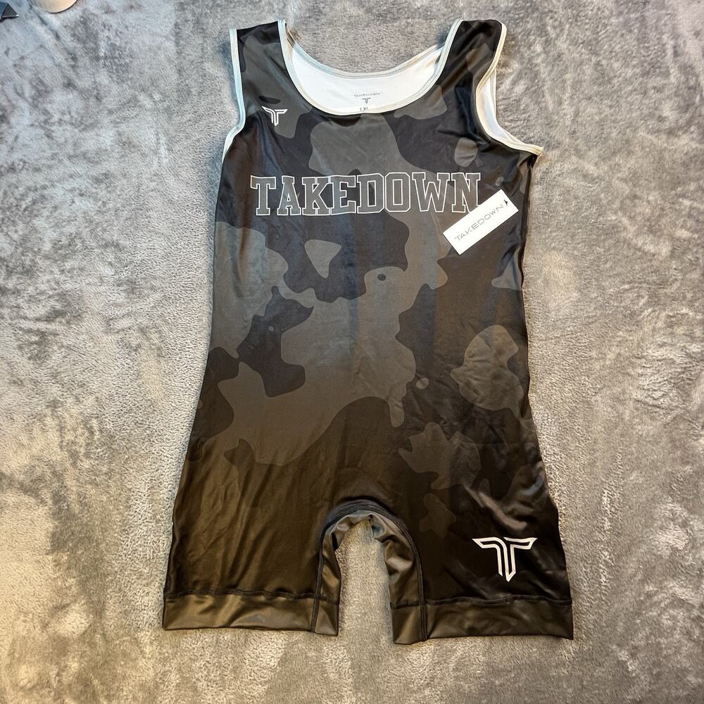 Takedown Singlet Womens Extra Large Wrestling Weight Lifting Gray Camouflage